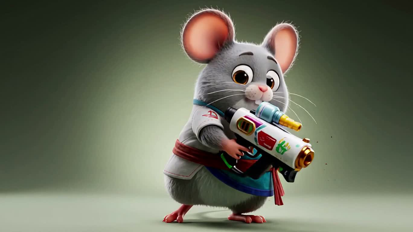 Vitrine d'animation fantastique de souris grise — AI video creation