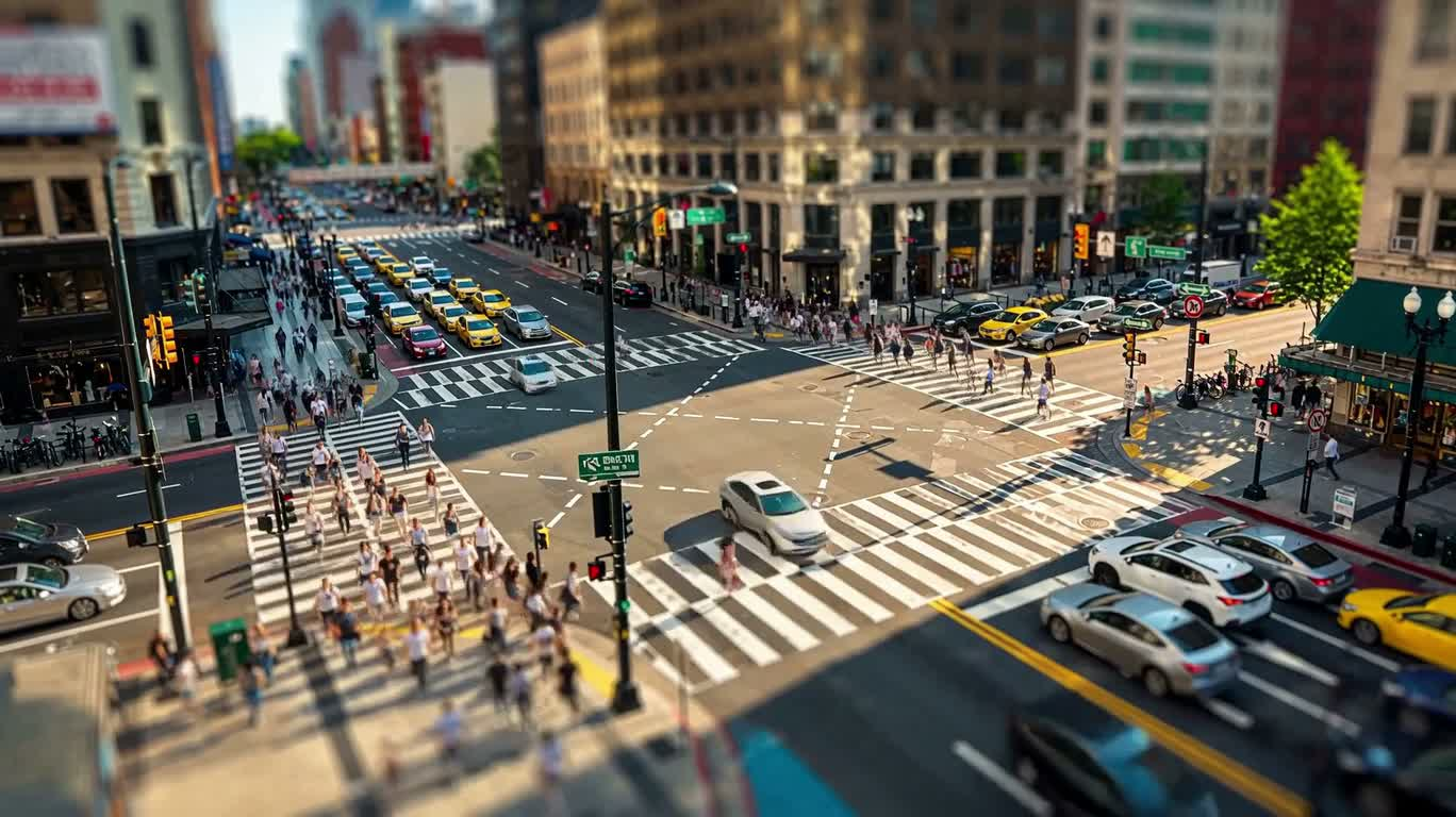Miniature City Intersection Time-Lapse