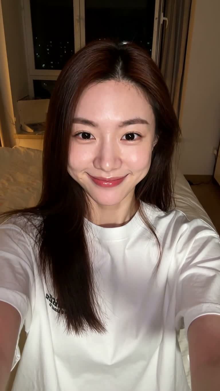 暖灯下的卧室自拍