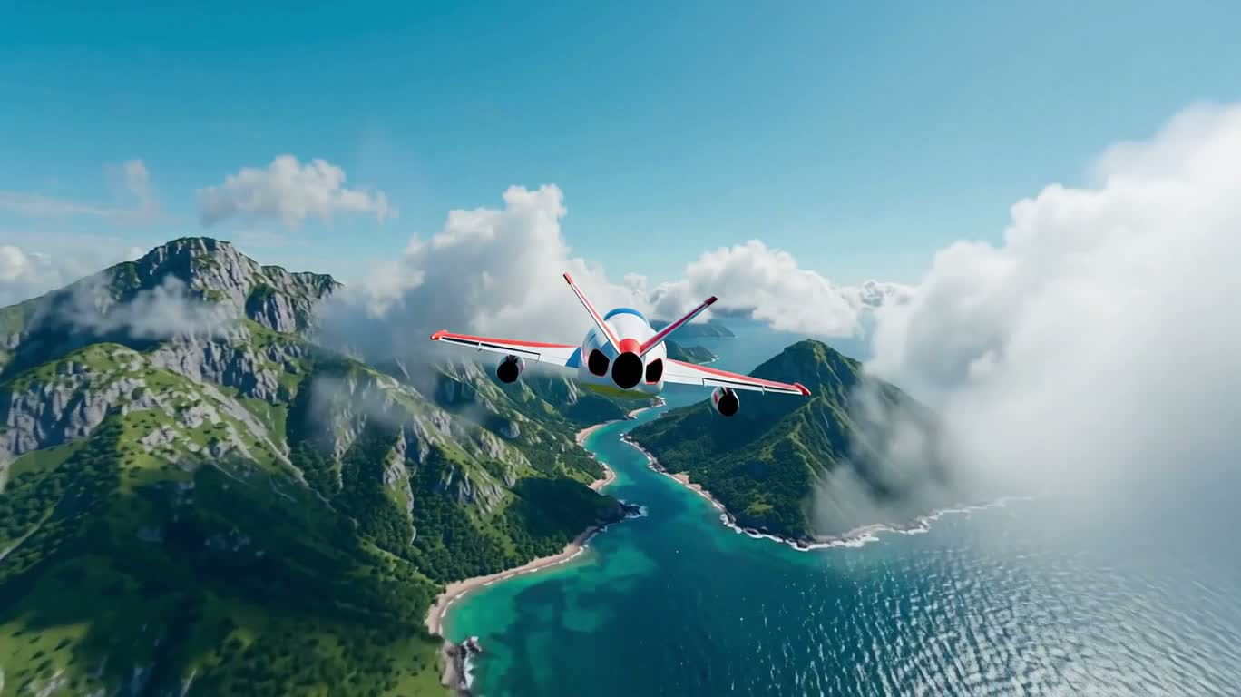 Colorful Wings: A Childlike Jet Soaring Across the Sky