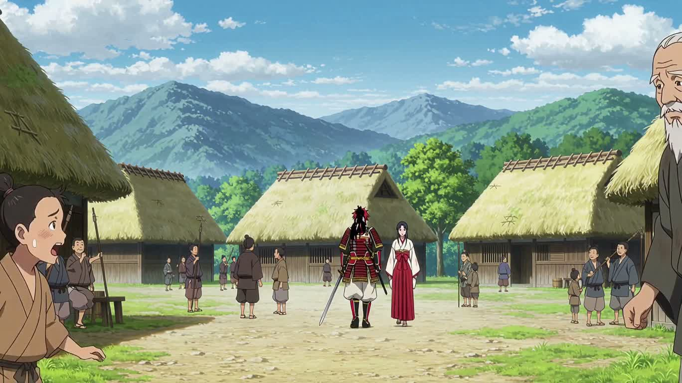 神々の戦い：村を守る一閃
