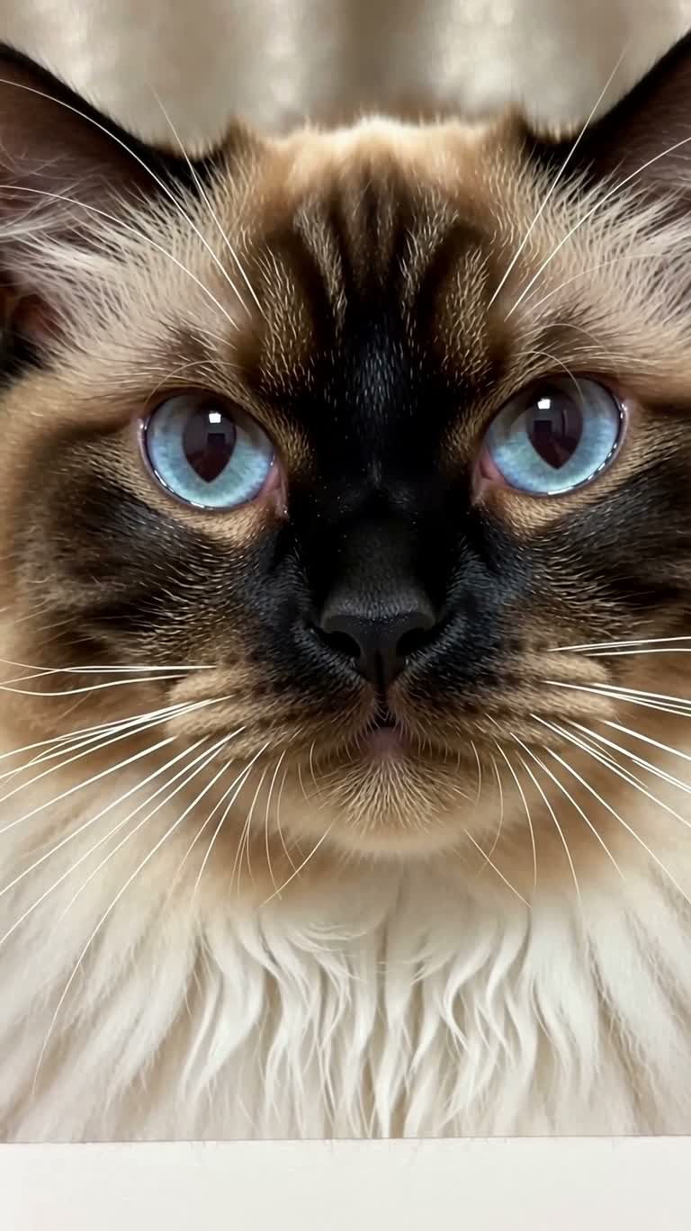 Colored Pencil Close-Up of a Ragdoll Cat