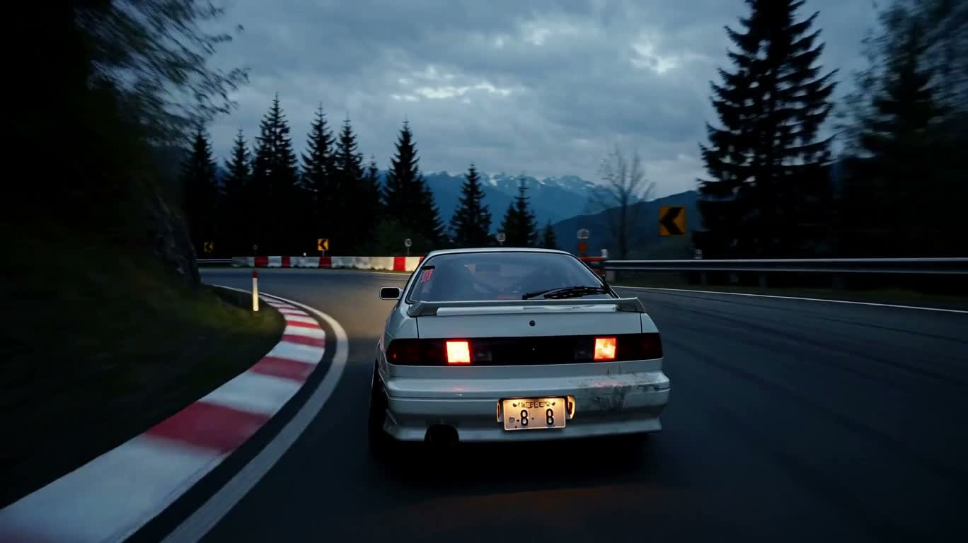 夕暮れの山道ドリフト — AI video creation