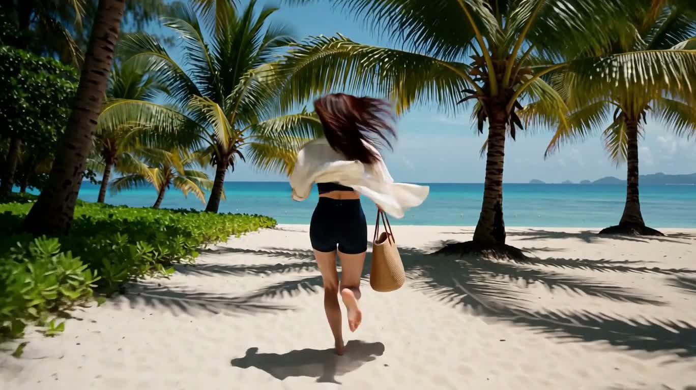 Tropical Beach Leaping into the Waves