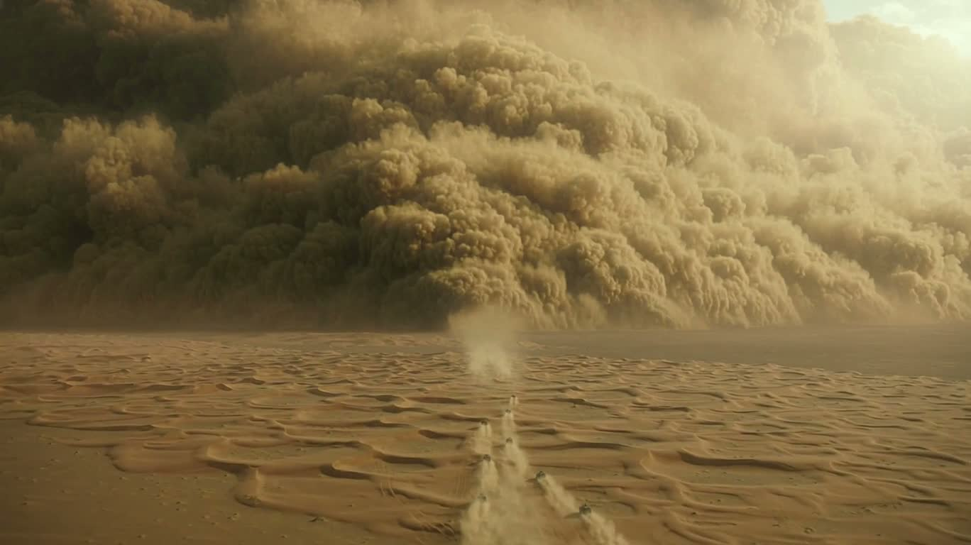 Saut à travers l'abîme de la tempête de sable