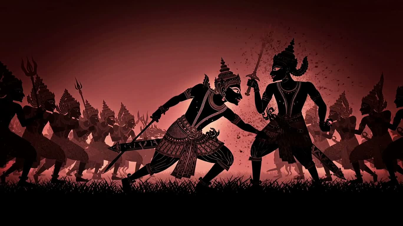 Silhouette rouge vin : l'ombre géante descend