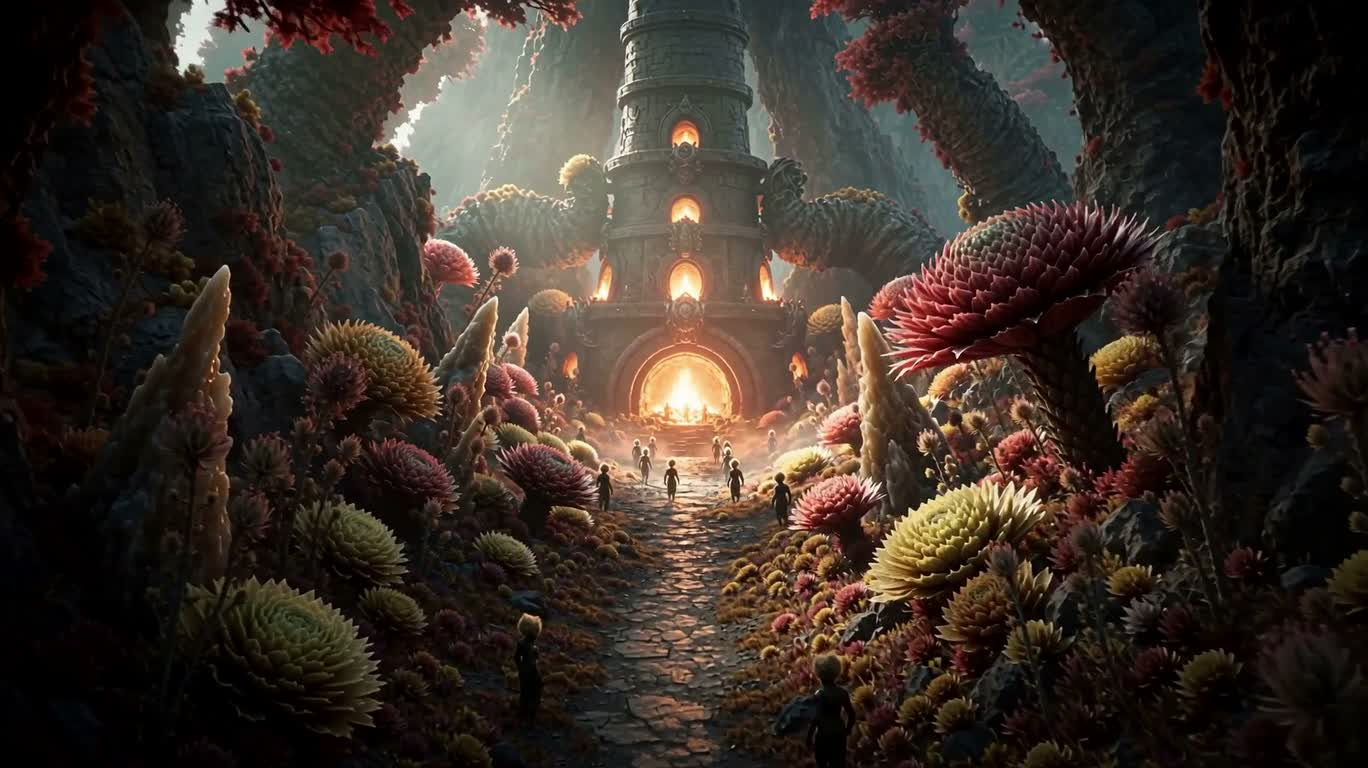 Gradient Colossus in a Surreal Furnace Landscape