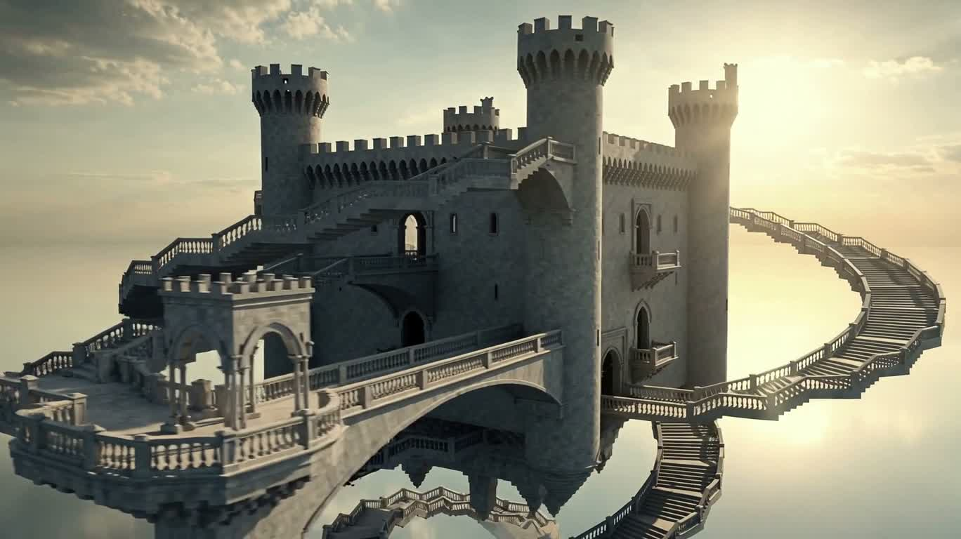 Floating Castle and Endless Stairs — AI video creation