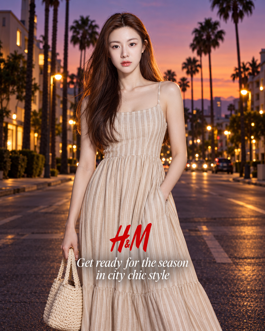 棕榈街蓝调黄昏H&M都市时尚海报