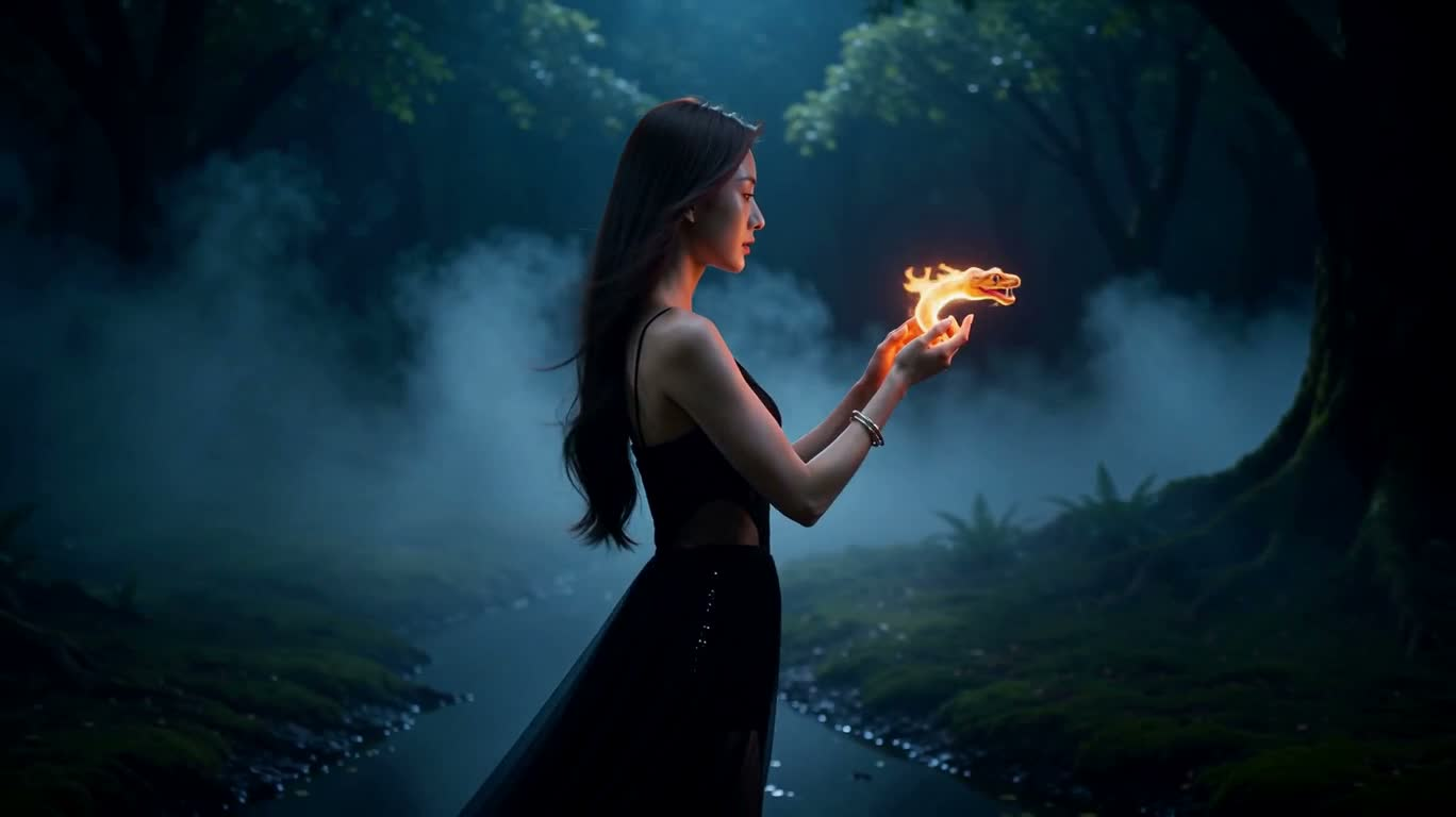 火焰灵蛇与神秘女术士