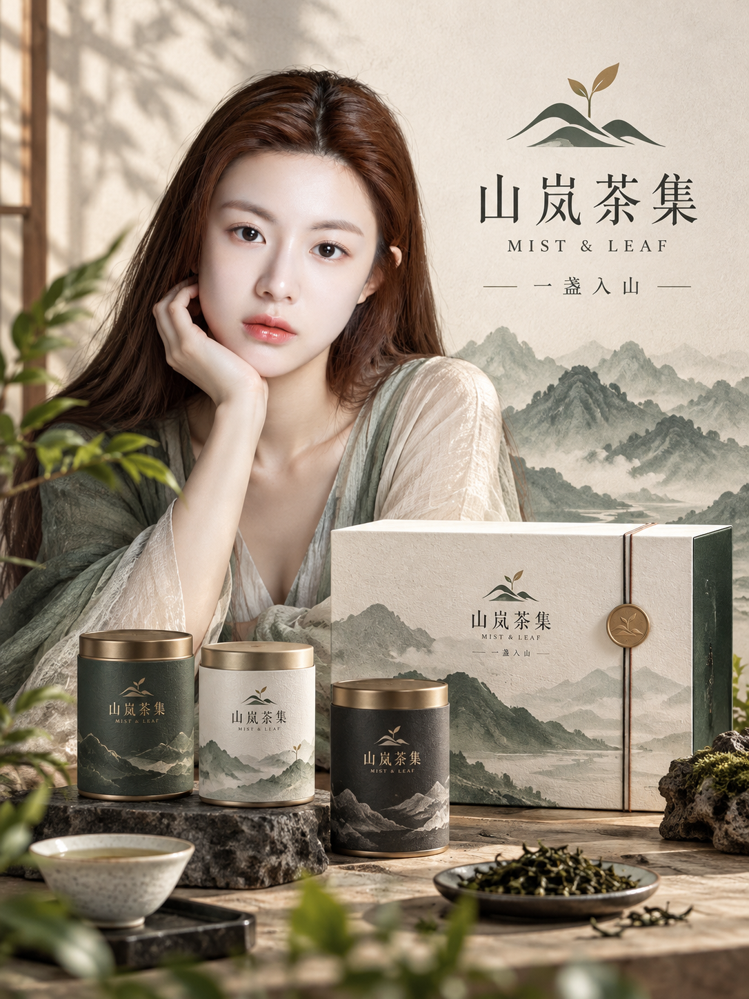 山岚茶集品牌主视觉提案板