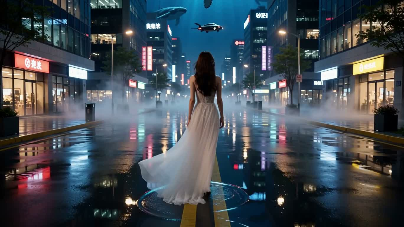 海上星城：鲸群掠过夜空