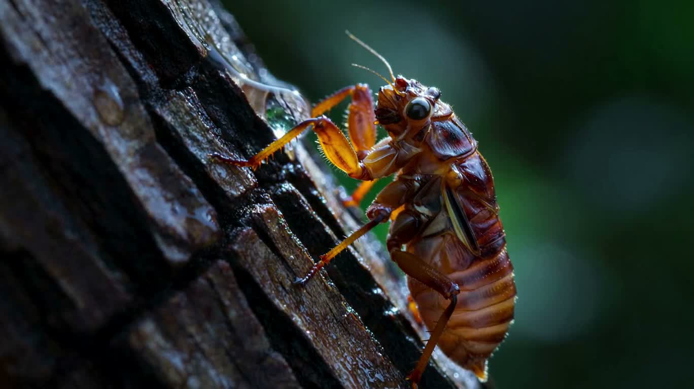 Hành trình vi mô của giọt sương trên xác ve sau mưa