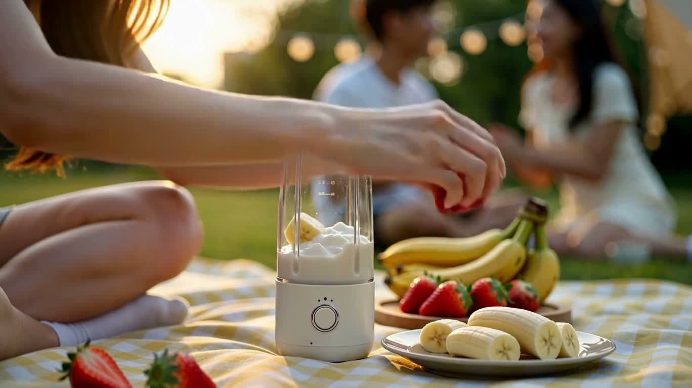 Strawberry Banana Milkshake at a Park Picnic
