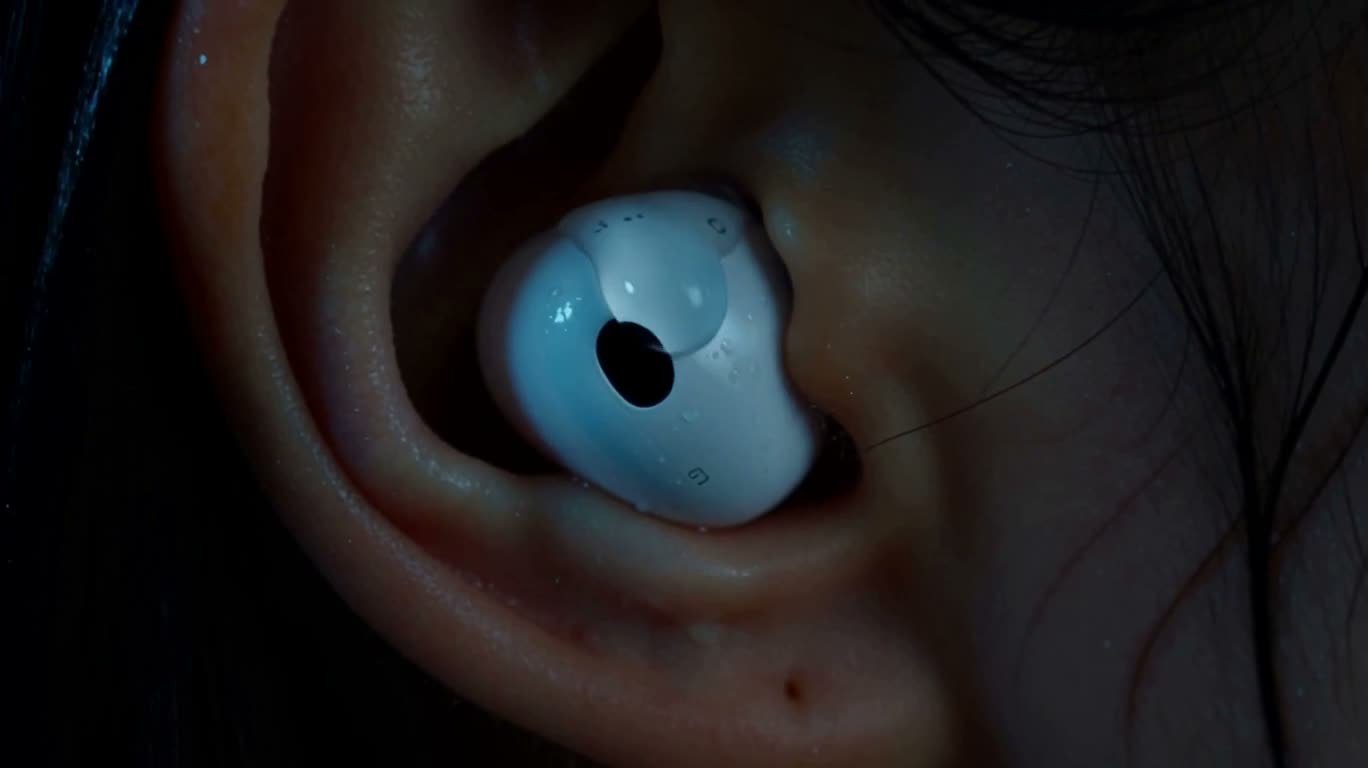 Headphone Smile in Neon Rain