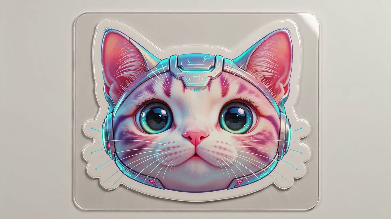 复古霓虹赛博猫贴纸 — AI video creation