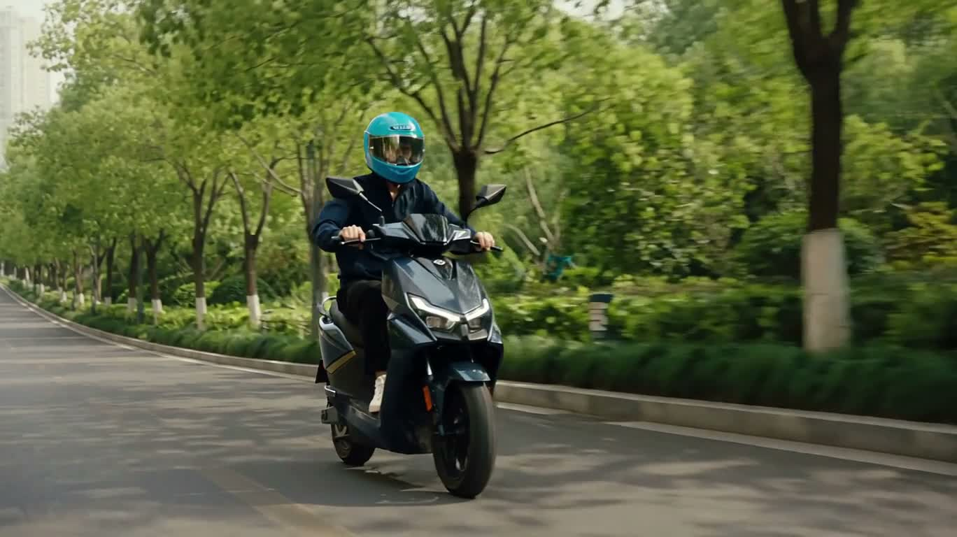 晴日坡道上的电动滑板车