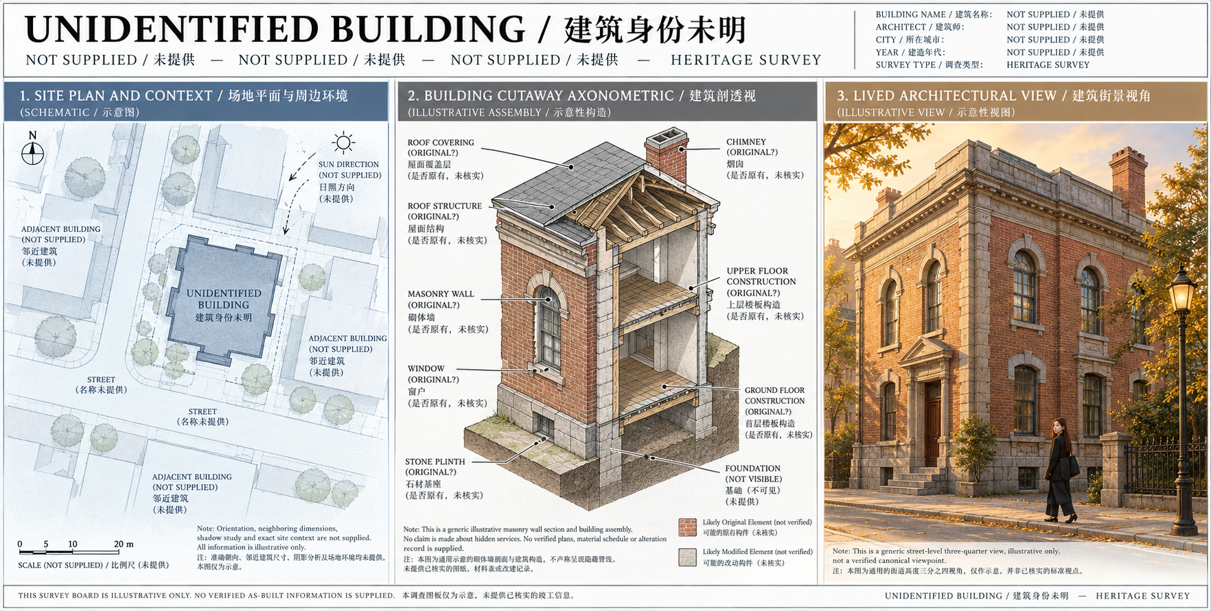 建筑遗产勘测三联分析板 — AI image creation