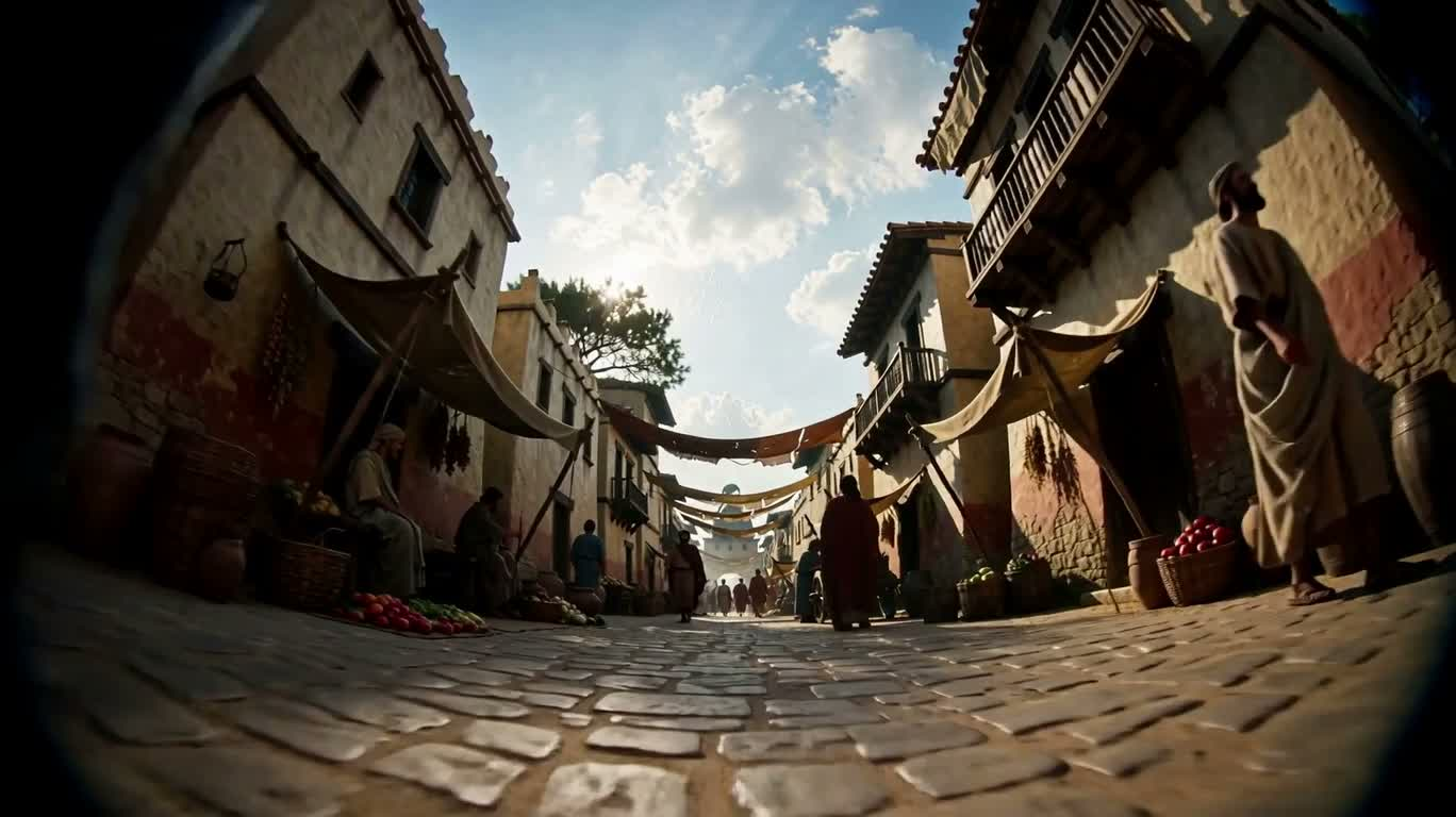 第三世纪街巷鱼眼视角 — AI video creation
