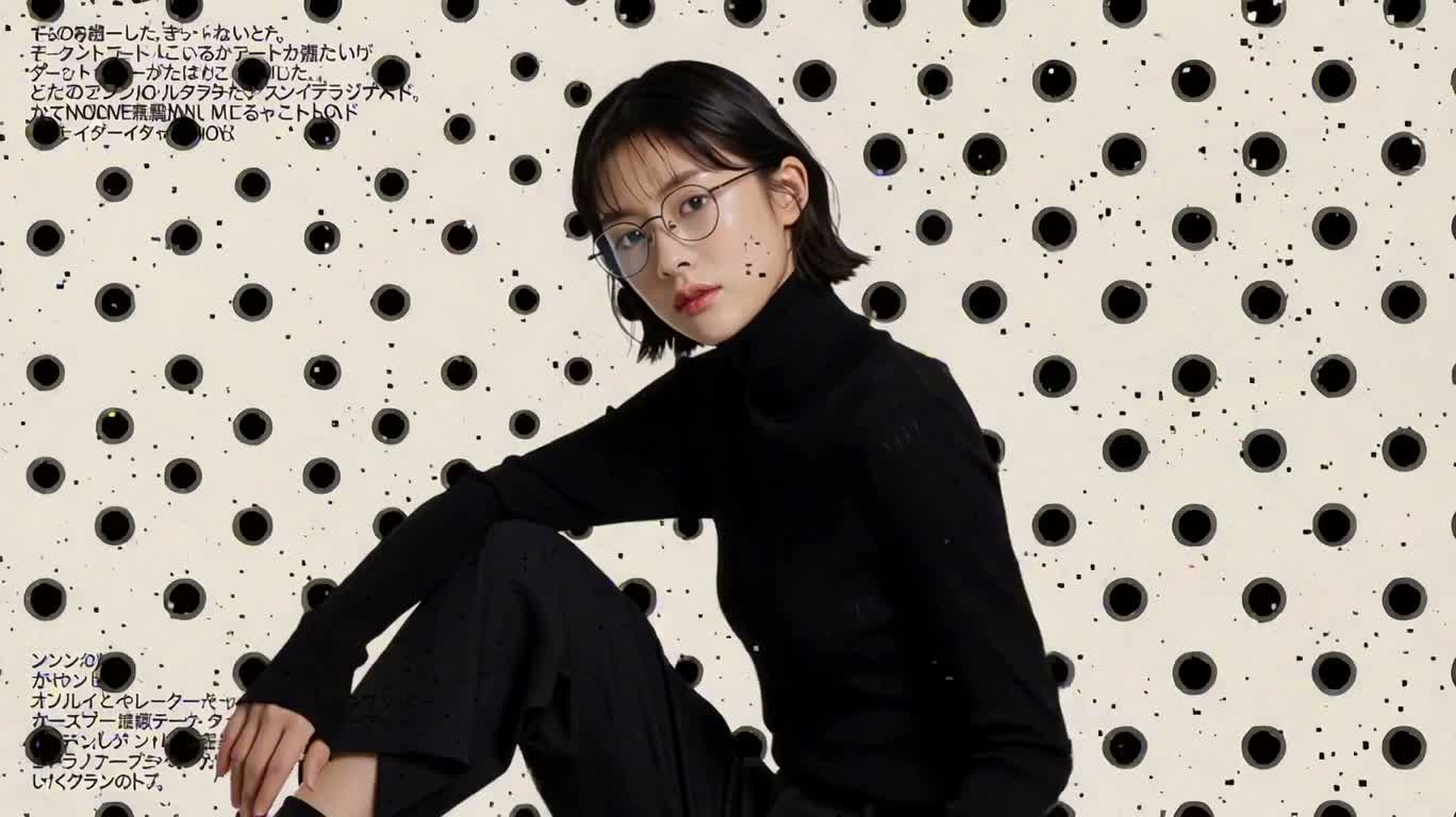 청백 기하학 패션 인물 변환