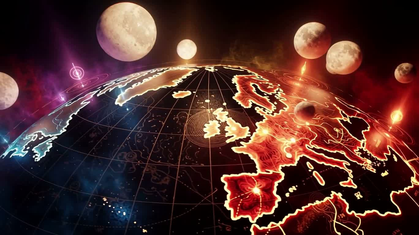 Colorful Lunar Phases Star Chart Spectacle — AI video creation