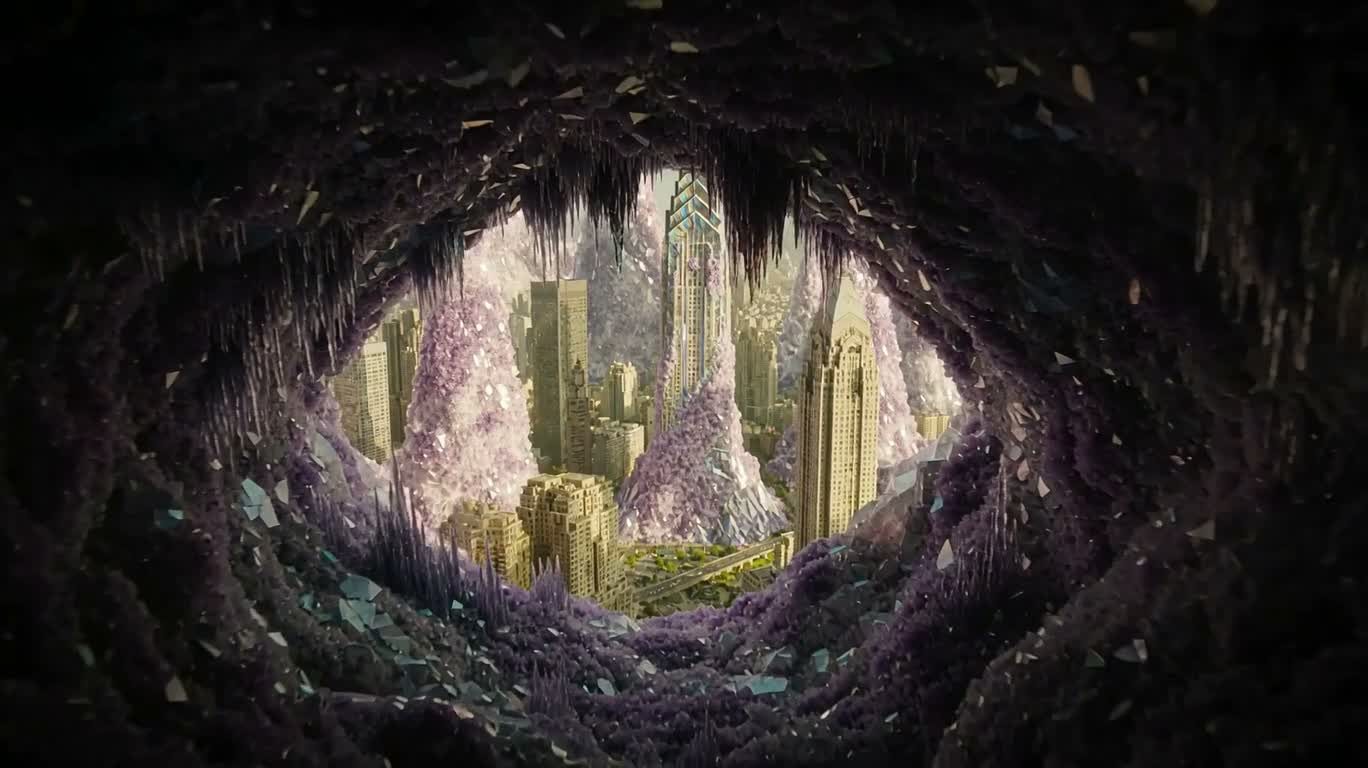 Amethyst Sky City — AI video creation
