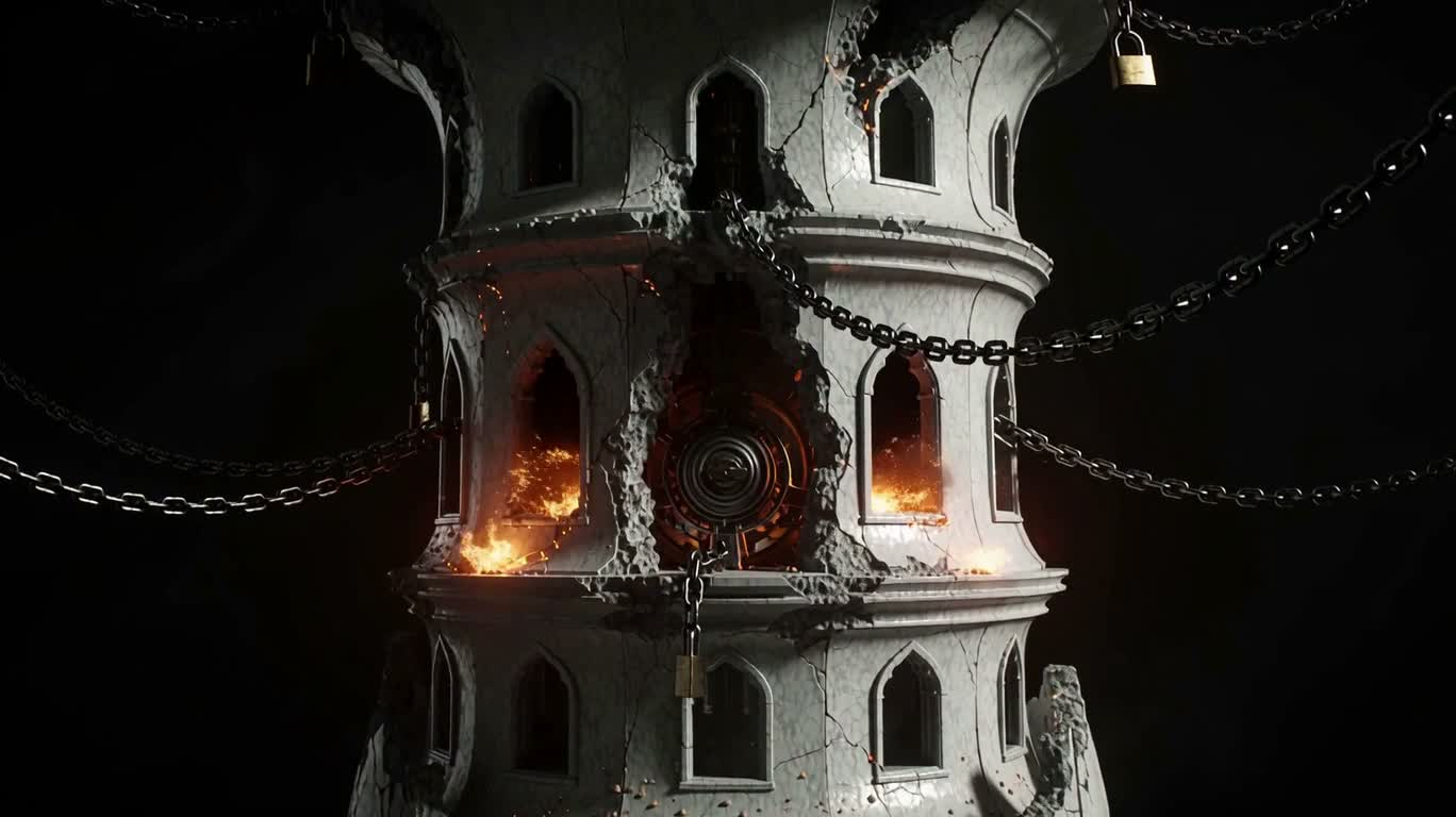 Tour de porcelaine au verrou embrasé — AI video creation