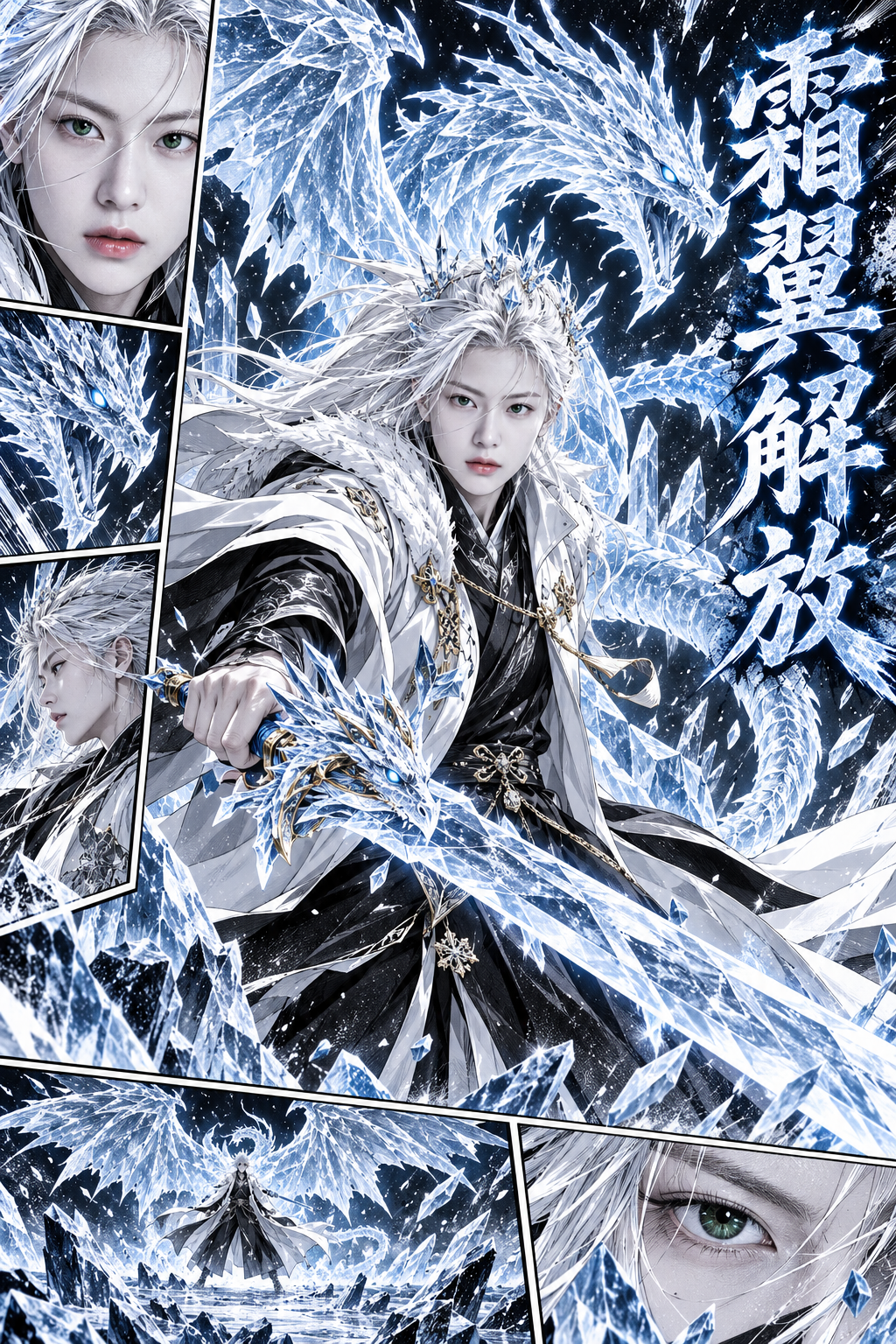 霜翼冰龙剑士原创漫画海报