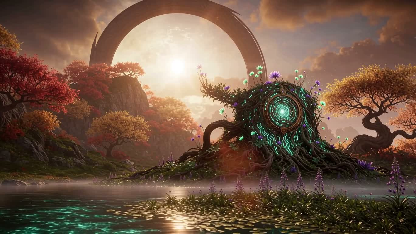 植物機械と魔法の湖 — AI video creation