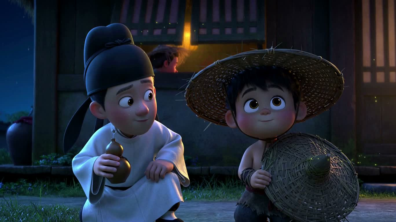 月下の詩人と羊飼いの少年