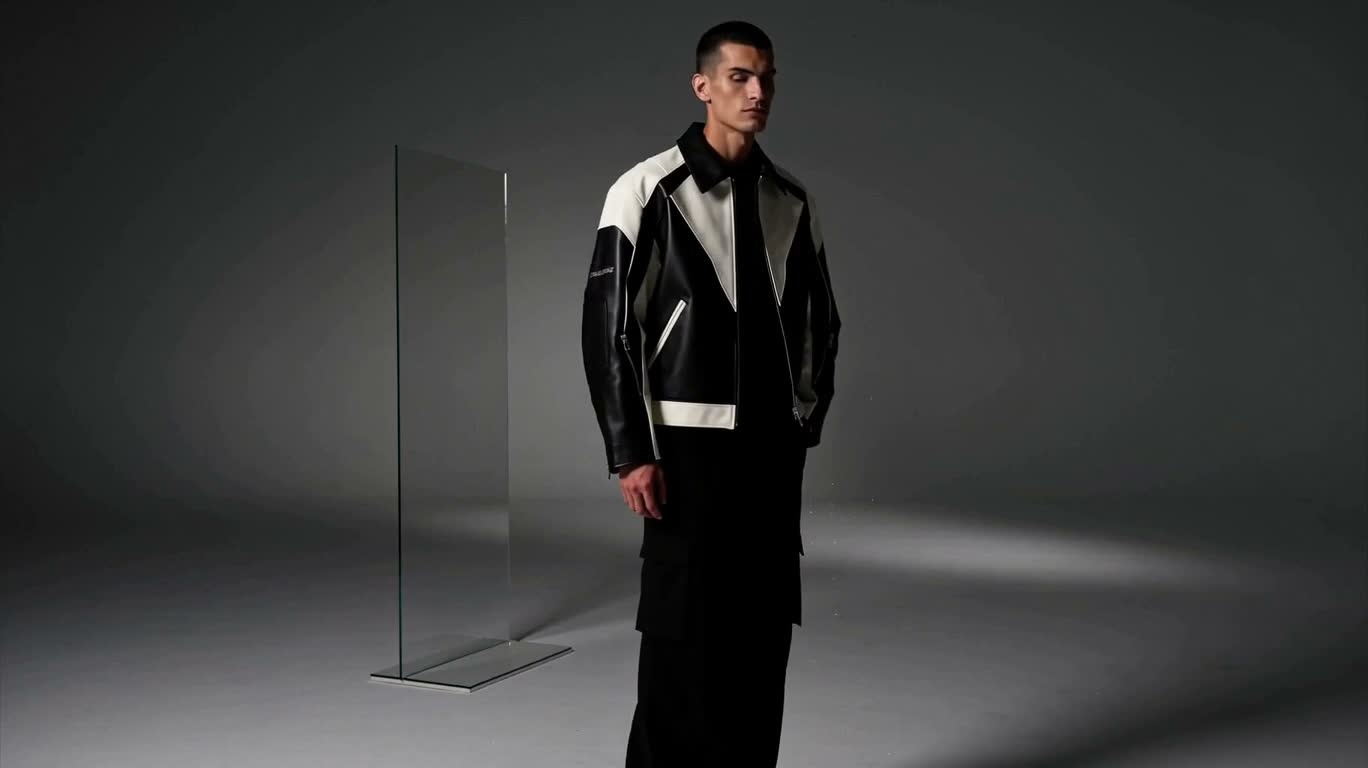 Visuel technique de blouson de motard décontracté pour homme