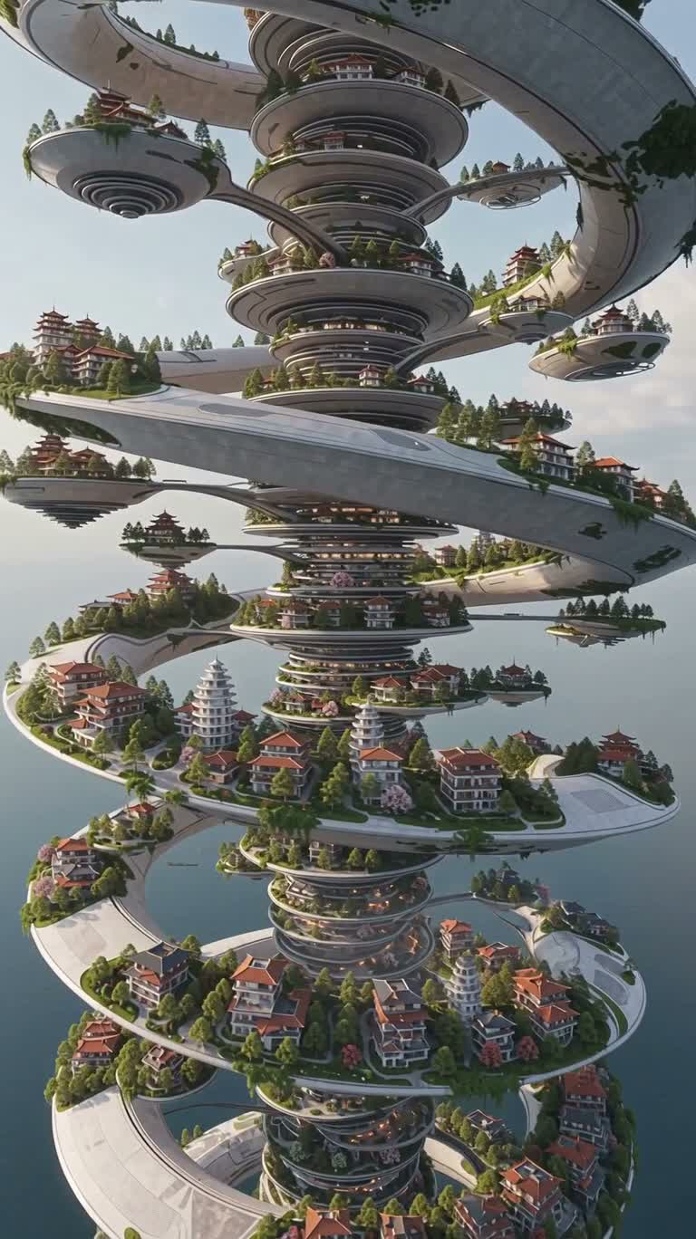 Floating Ring Sky City — AI video creation