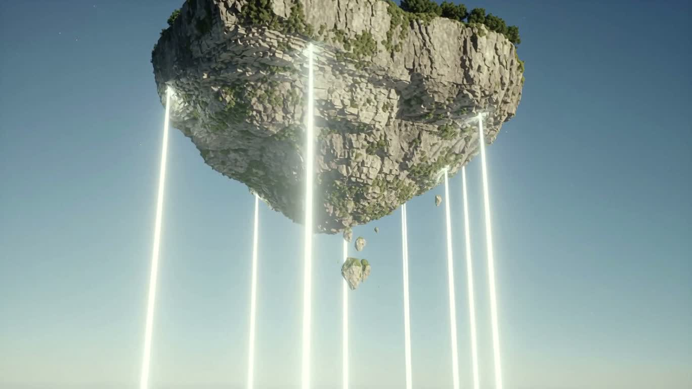 光柱托起的浮空岛
