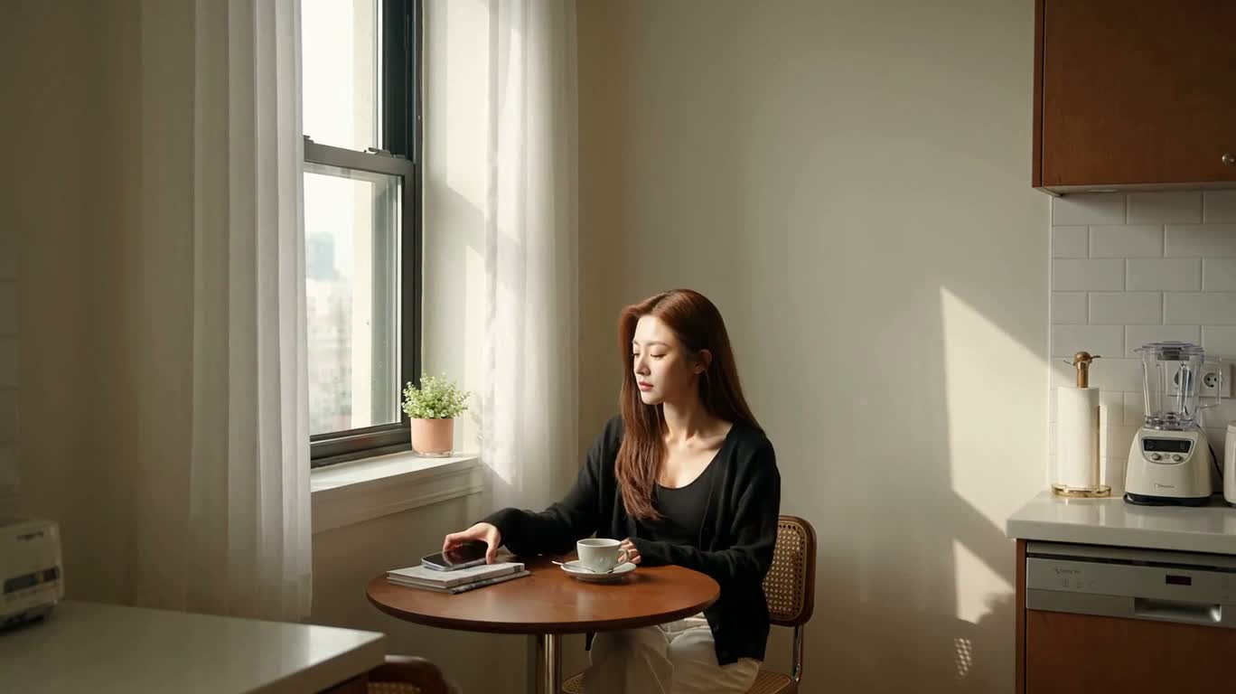 窗边咖啡时光 — AI video creation