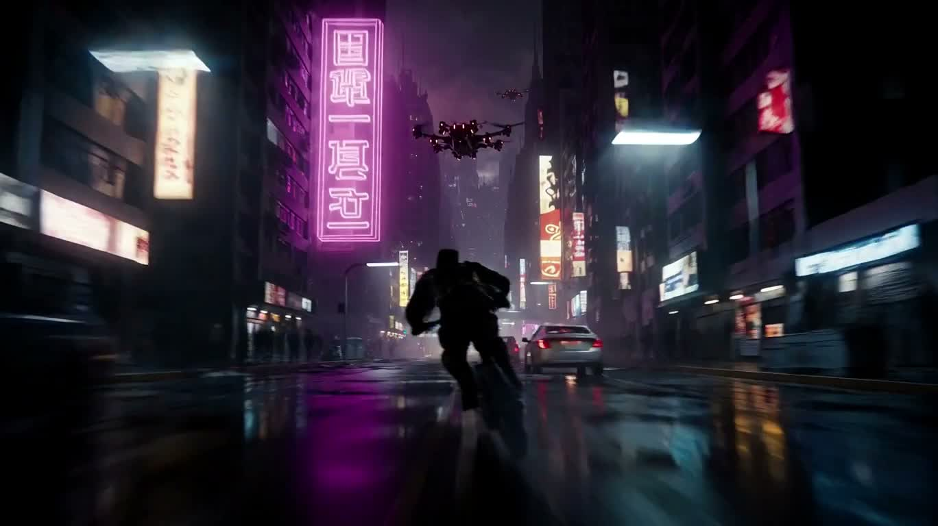 霓虹天际线逃亡 — AI video creation