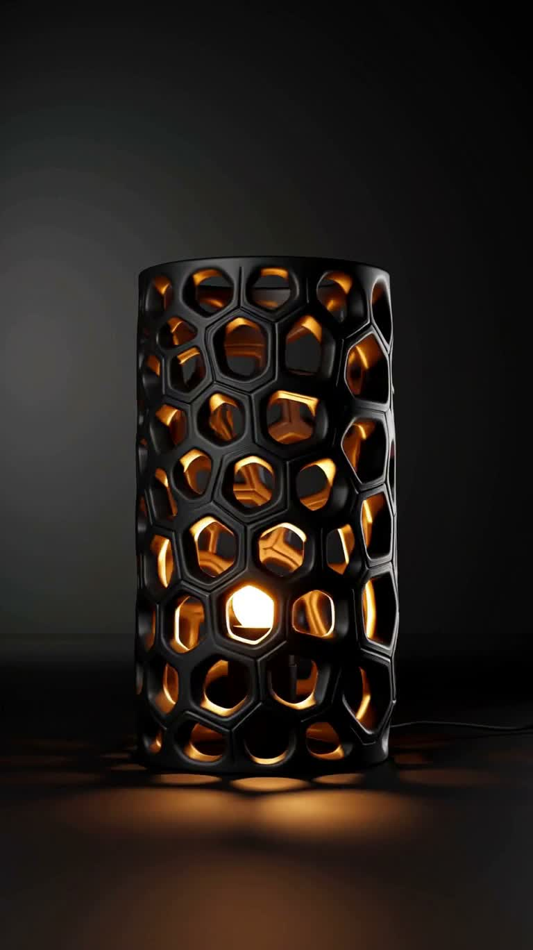 琥珀 Voronoi 灯具连续变形 — AI video creation