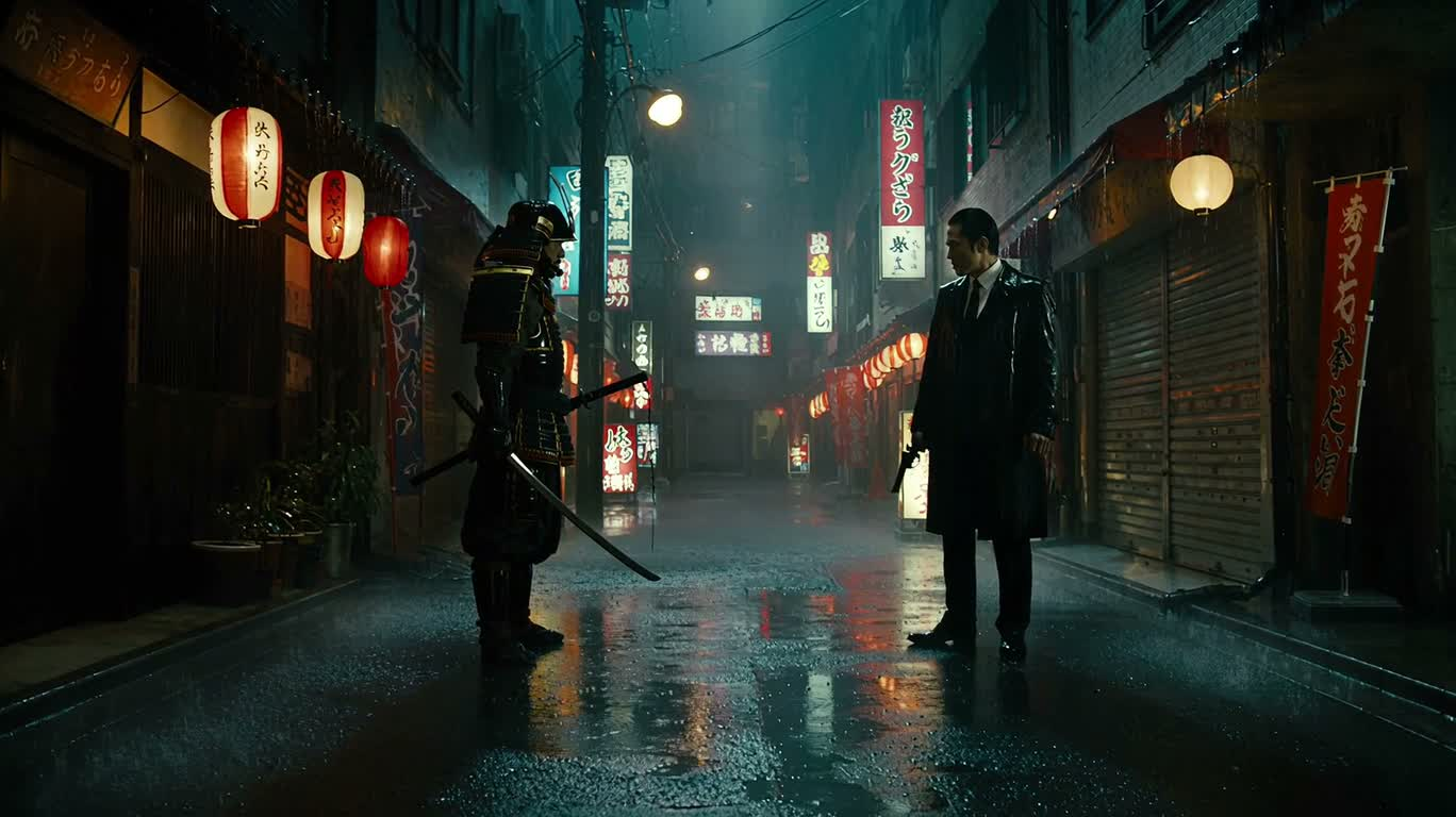 霓虹雨巷:武士对决