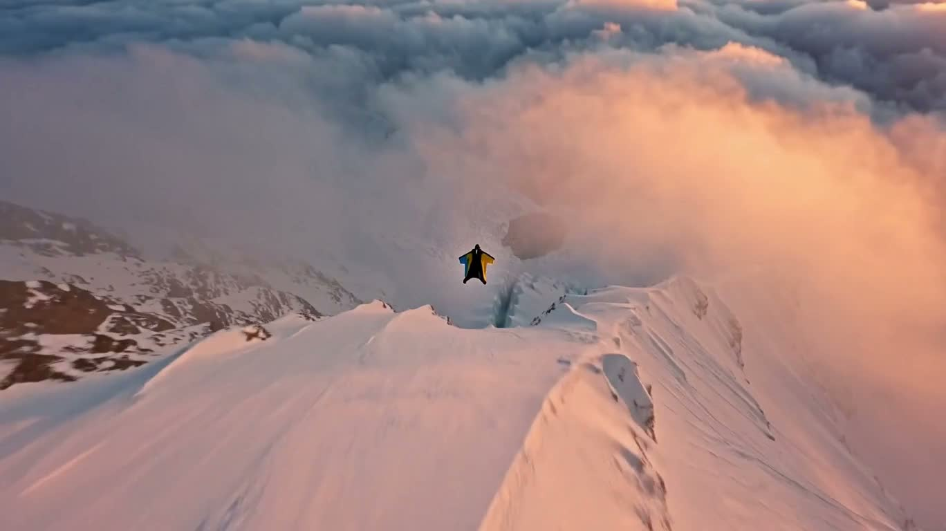 Dawn Glacier Wingsuit Flight