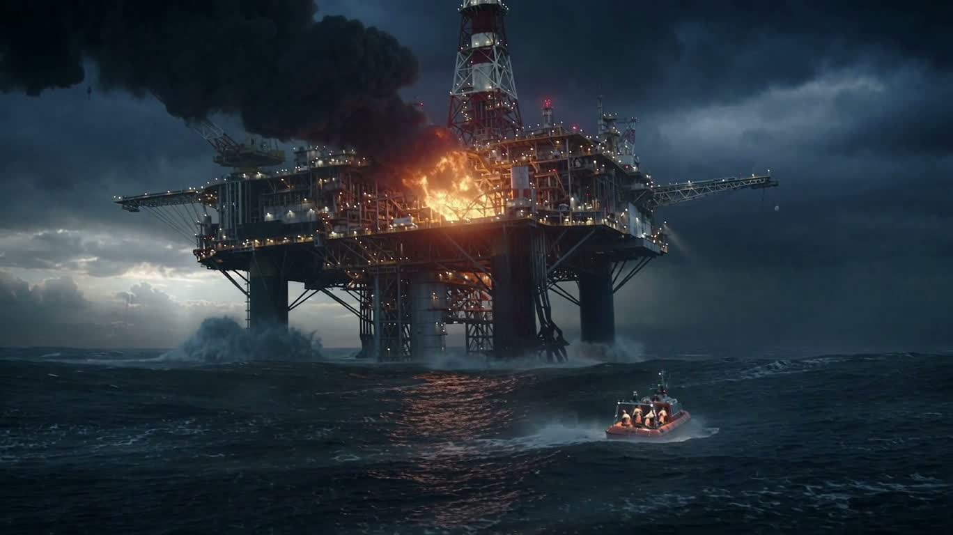 Offshore Oil Rig Disaster in the Storm