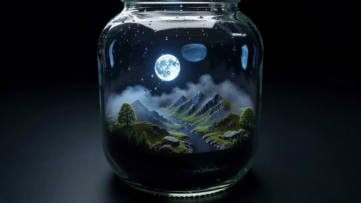 Nuit écossaise au clair de lune dans un bocal en verre