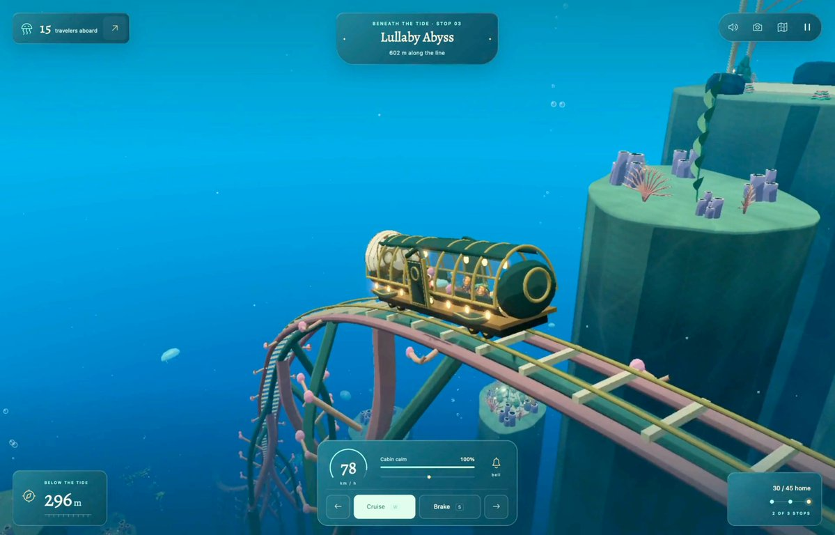 Ghibli-themed underwater train sim game