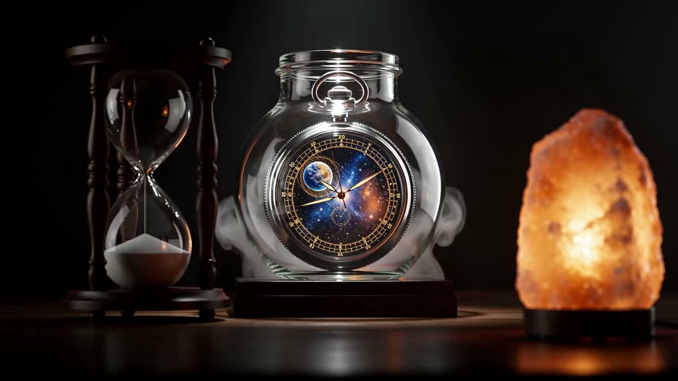Montre gousset astrolabe cosmique dans un bocal en verre