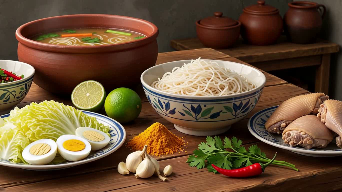 Приготовление индонезийского куриного супа у камина