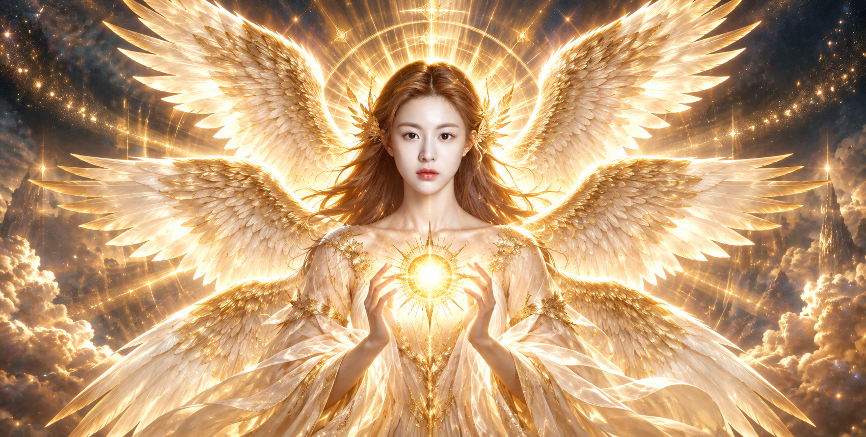 璀璨六翼天使与太阳化身的神圣光辉