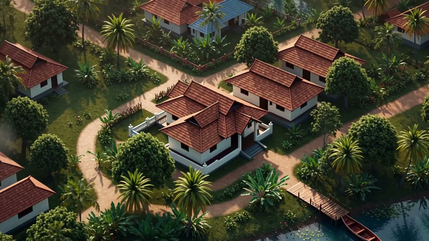 Low-Poly Dreamy Village in Kerala