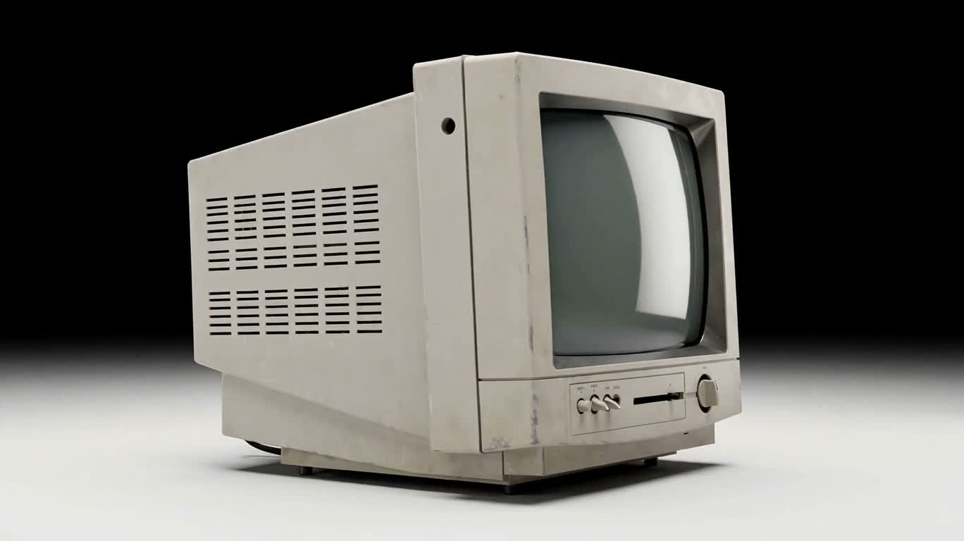 레트로 CRT 모니터 테크 컨셉 렌더
