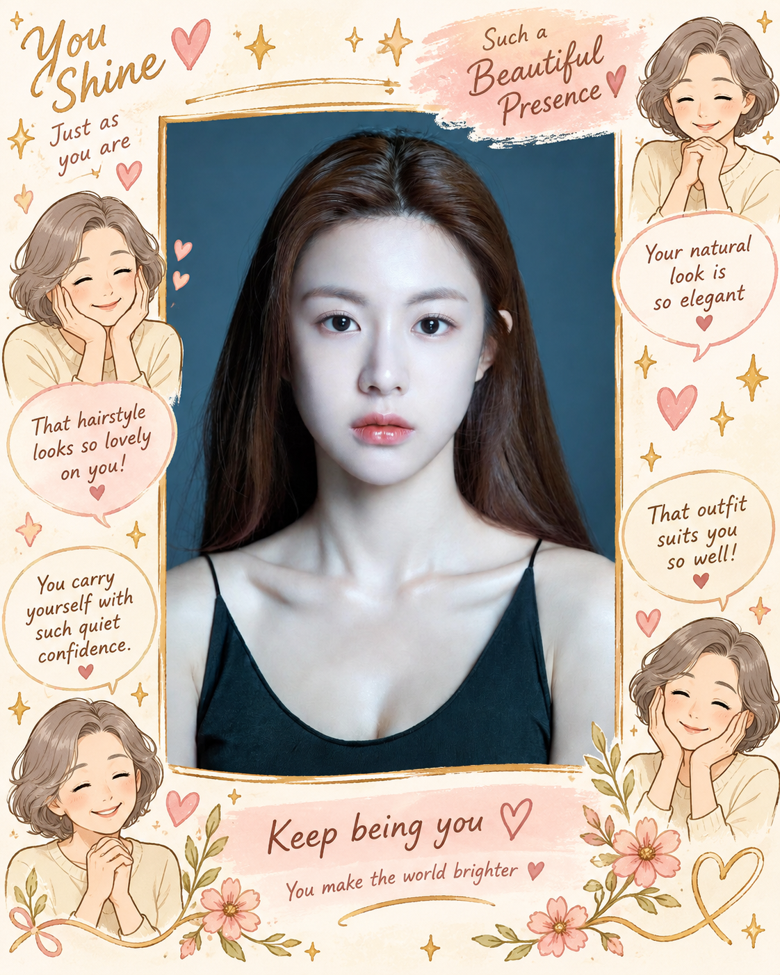 温暖婆婆赞赏涂鸦肖像拼贴 — AI image creation