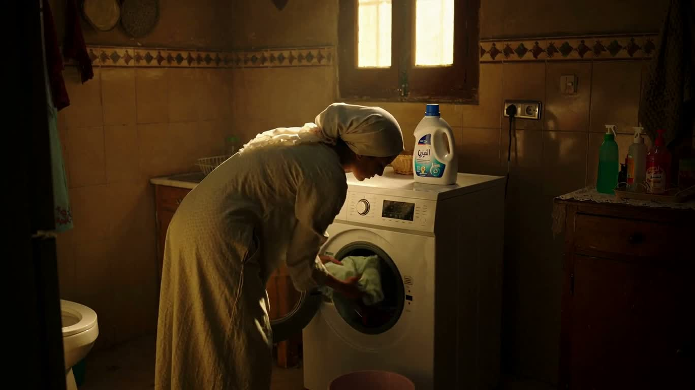 Golden Laundry Morning in an Egyptian Kitchen — AI video creation