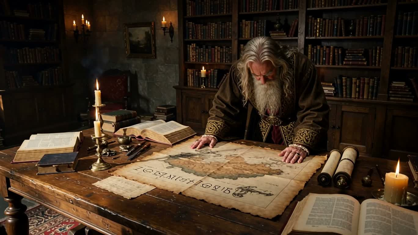 Studying the Secret Scroll by Candlelight