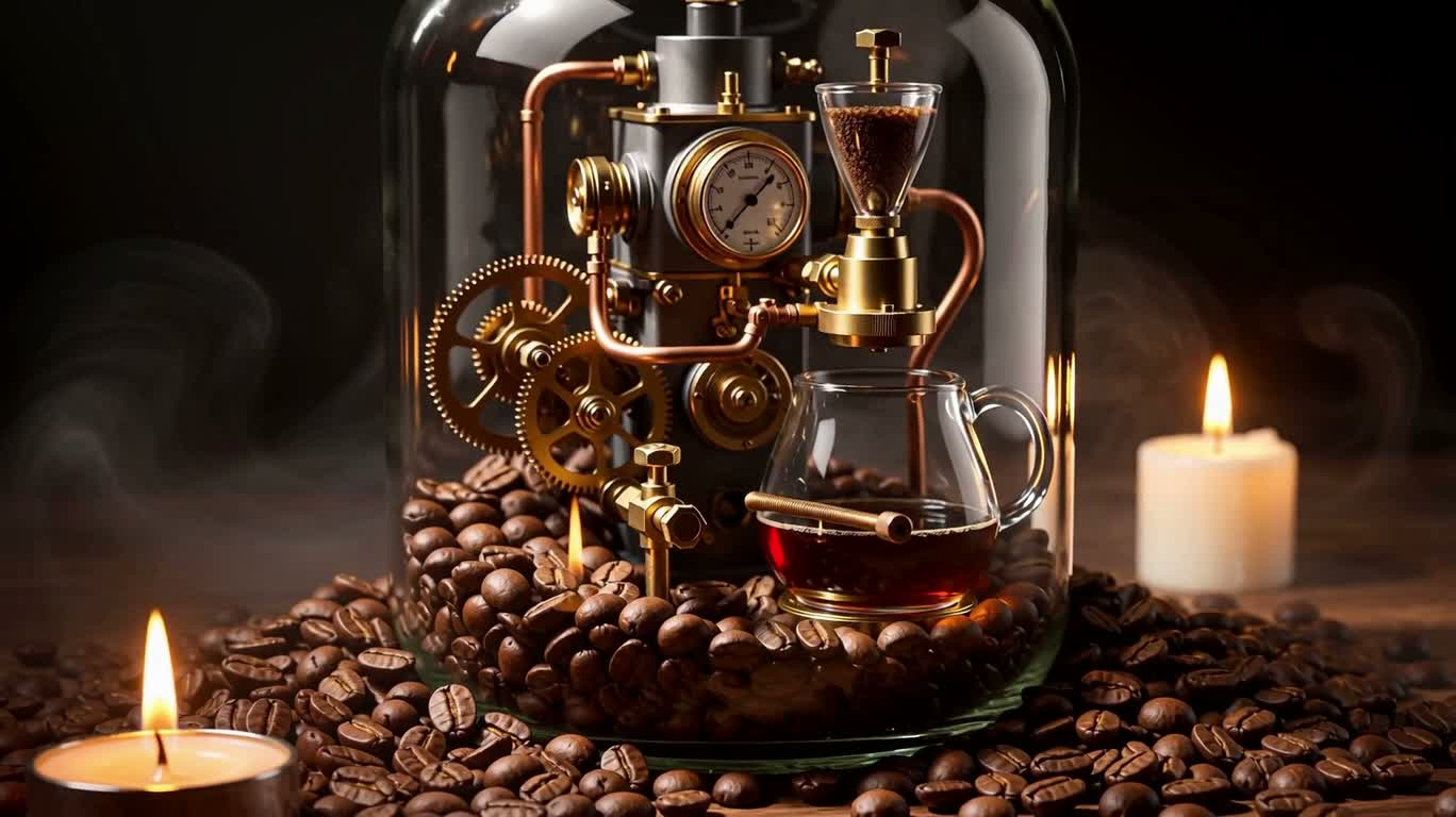 Machine à café à vapeur dans un bocal en verre